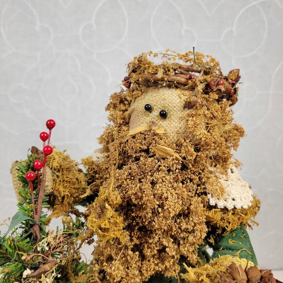 VINTAGE Folk Santa Claus 12" Green Holiday‎ Christmas Rustic Decoration Figure - Picture 9 of 14